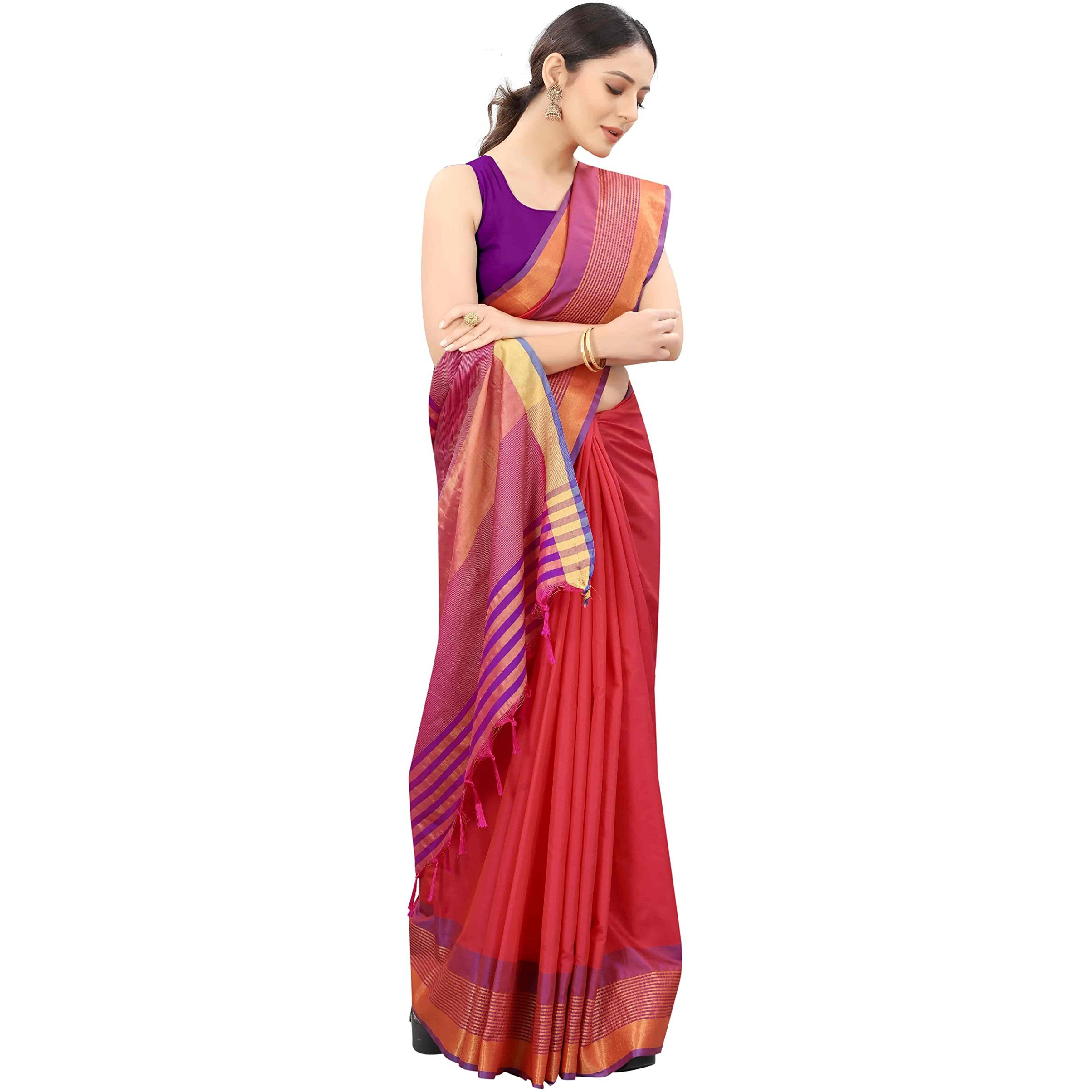 Enthone Womens Uppada Art Silk Saree With Blouse Piece (SZ-AURA2-RD-759_Red)