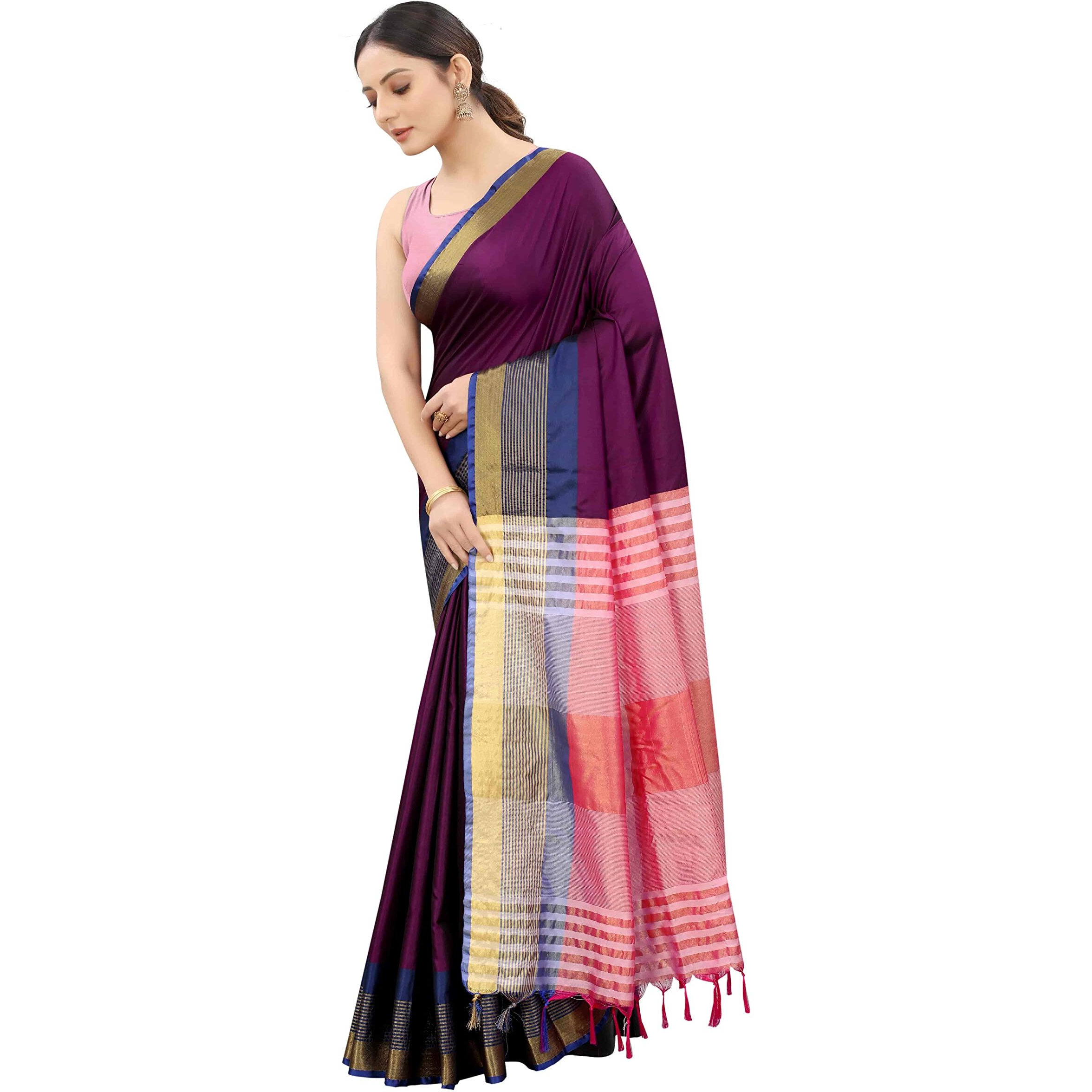 Enthone Womens Uppada Art Silk Saree With Blouse Piece (SZ-AURA2-PP-760_Purple)