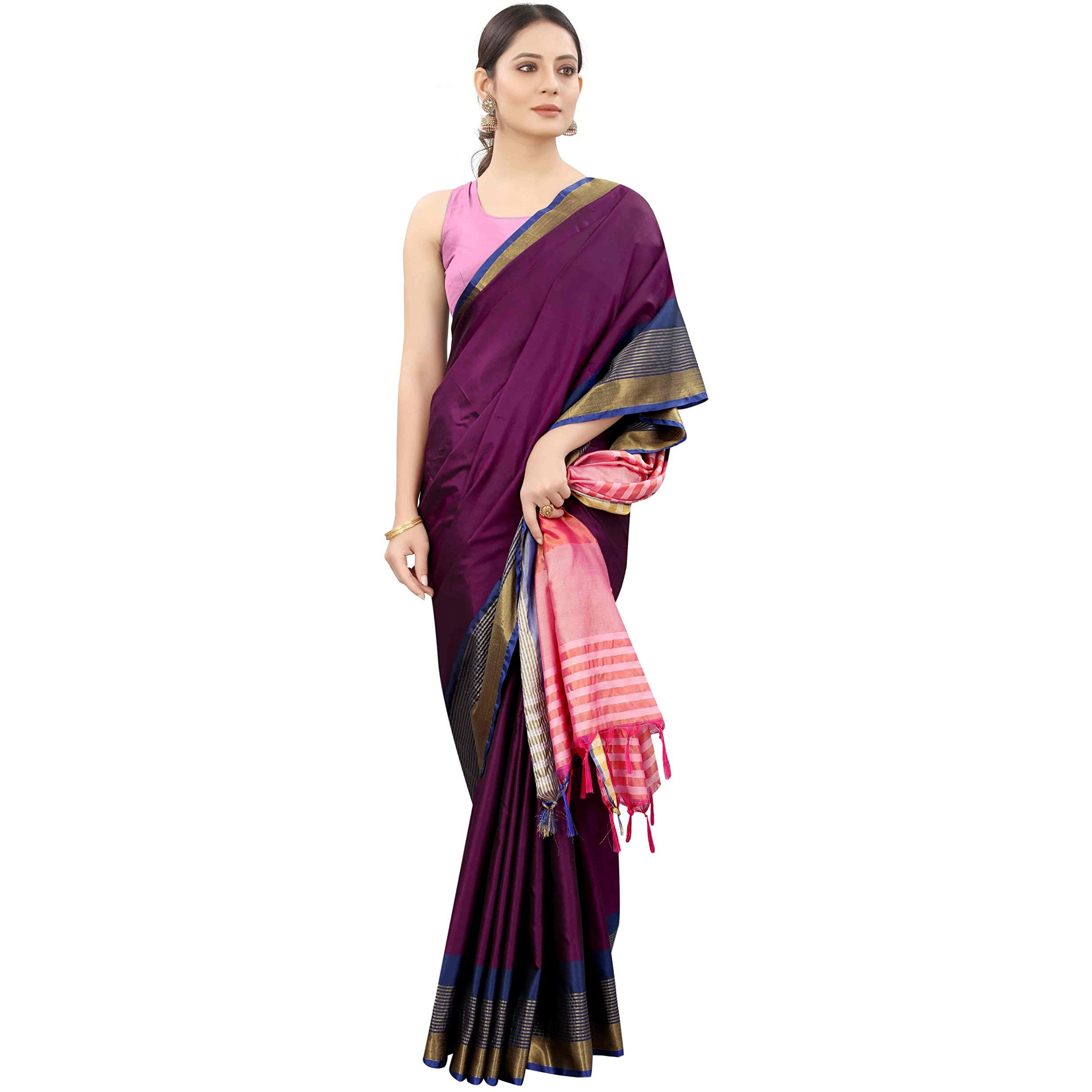 Enthone Womens Uppada Art Silk Saree With Blouse Piece (SZ-AURA2-PP-760_Purple)