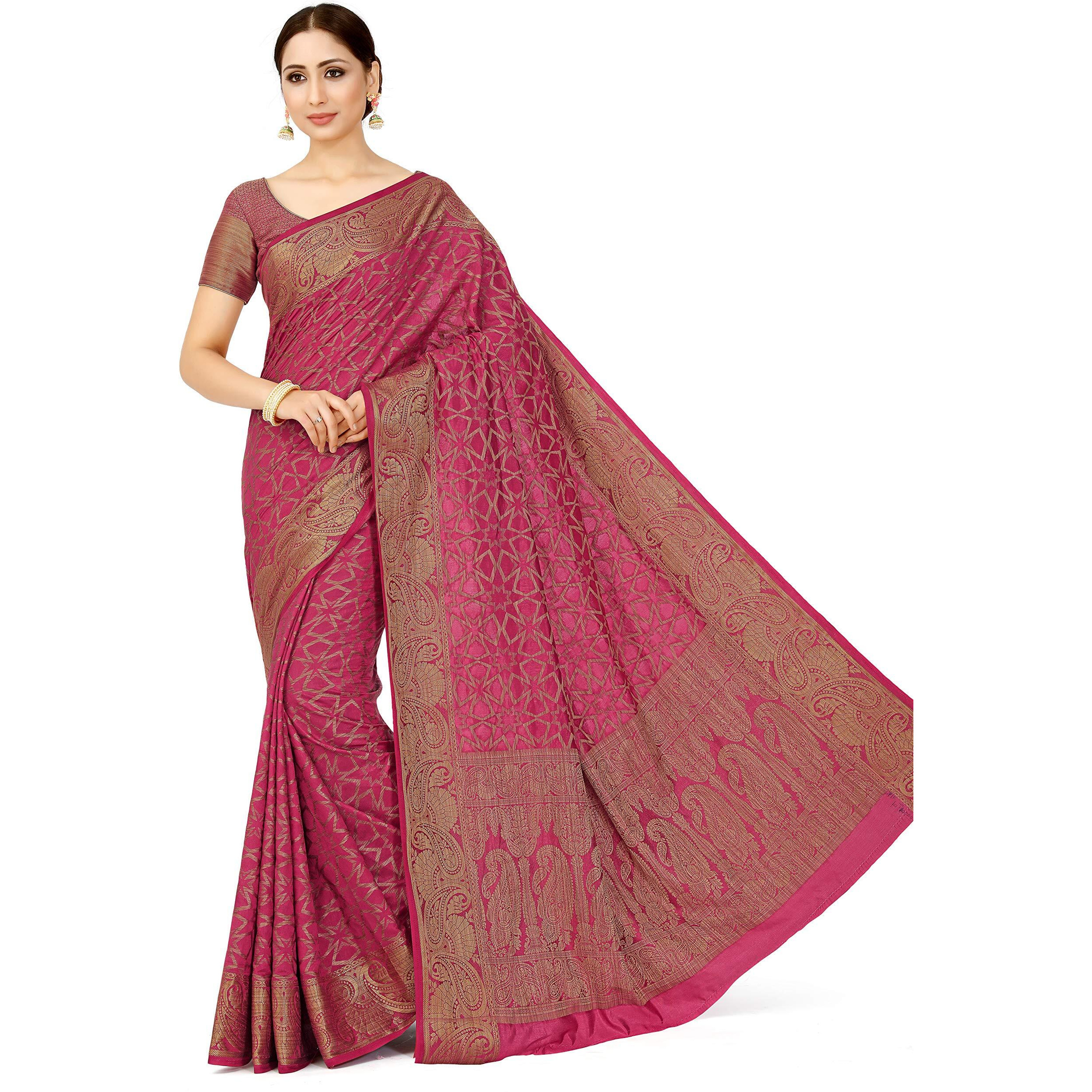 MIMOSA Women Patola Style Art Silk Saree Color  Pink (4574-2526-Sd-Gajj)