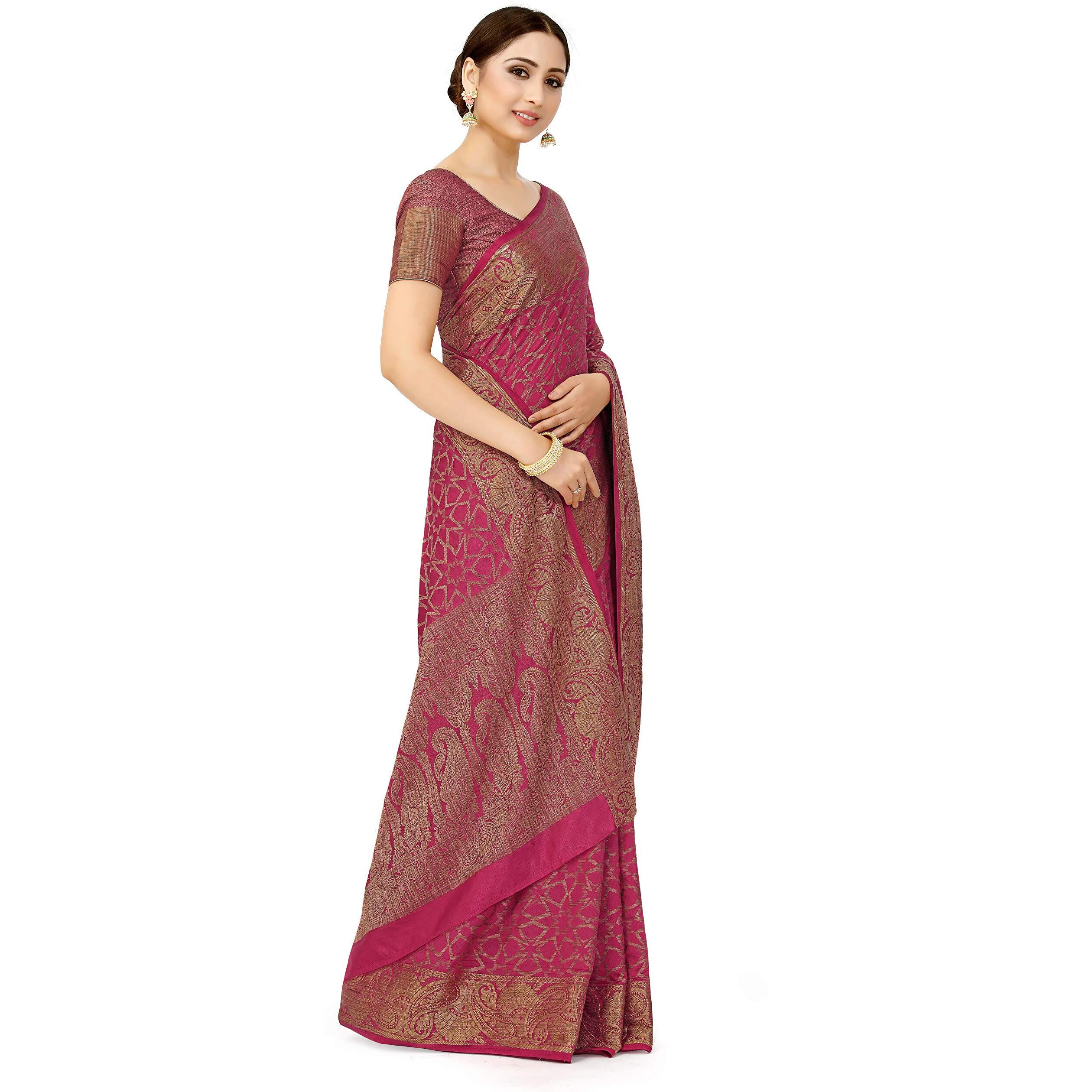 MIMOSA Women Patola Style Art Silk Saree Color  Pink (4574-2526-Sd-Gajj)