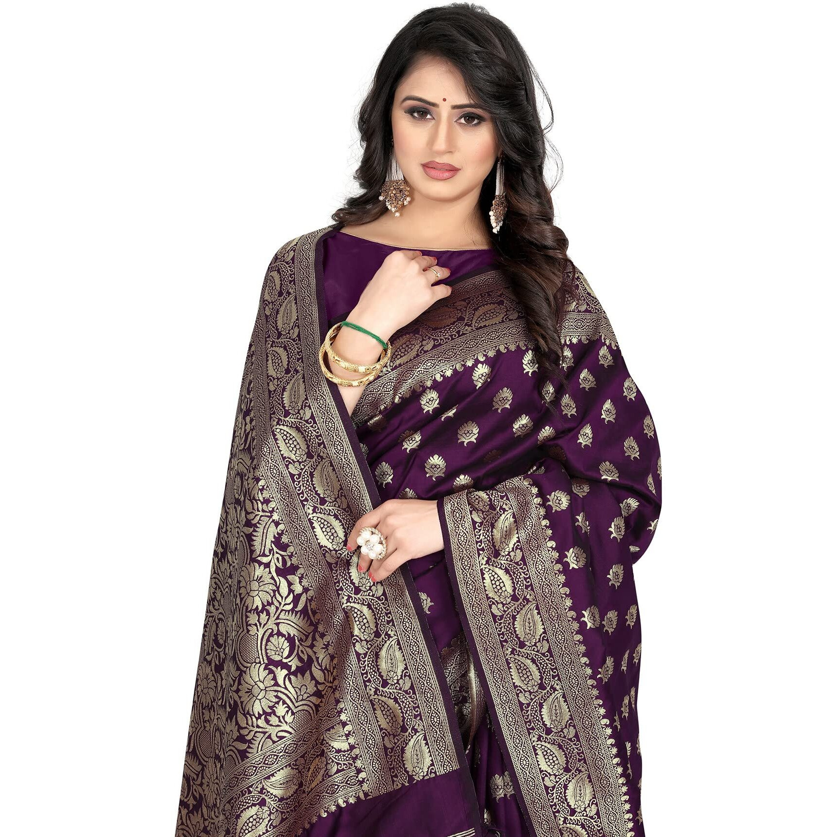 Shasmi Sarees Womens Art Silk Purple Kanchipuram Saree (SAN PARI S-1 PURPLE)