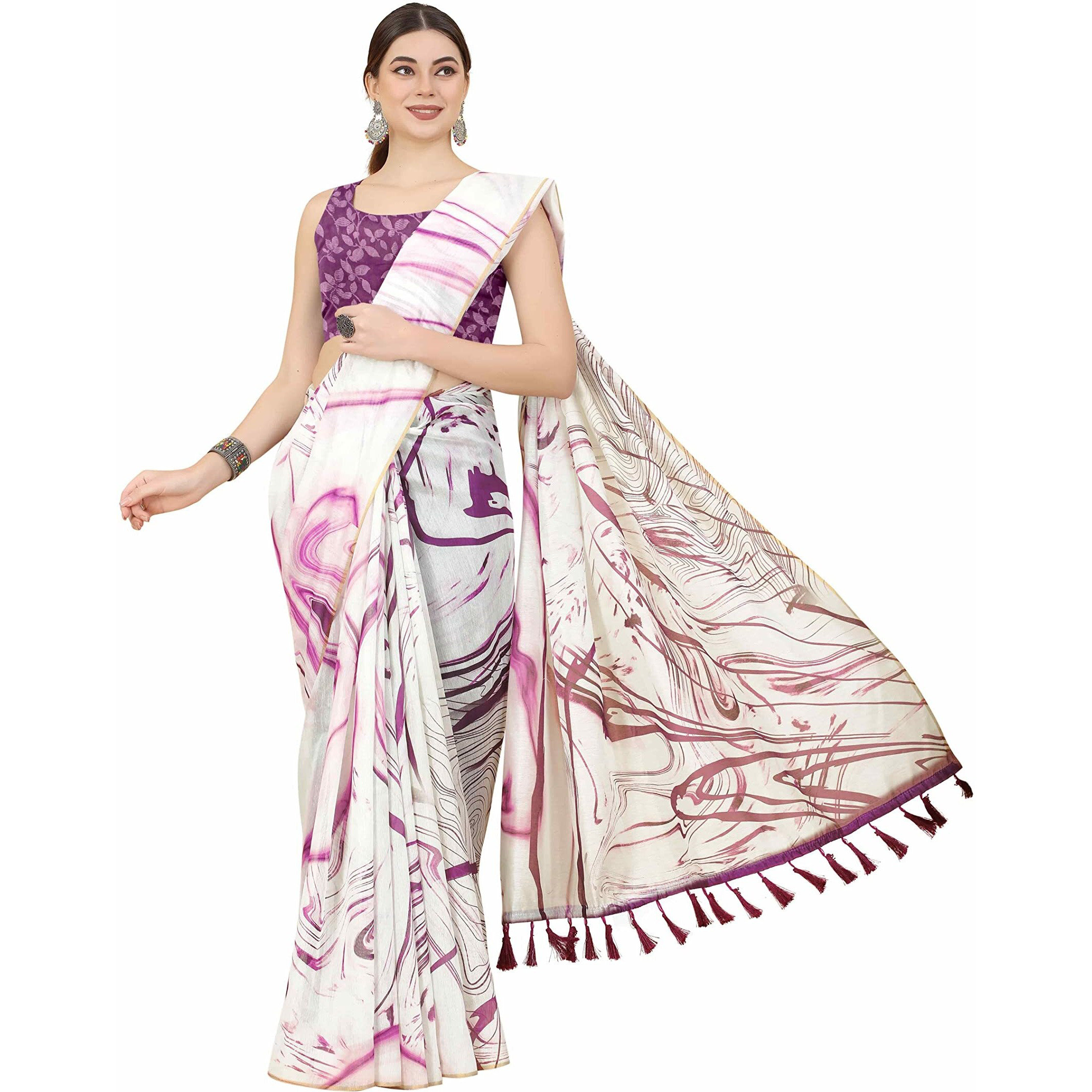 Enthone Womens Chanderi Tie And Dye Digital Printed Saree (Sz-Sia-Wn-1400, Maroon)