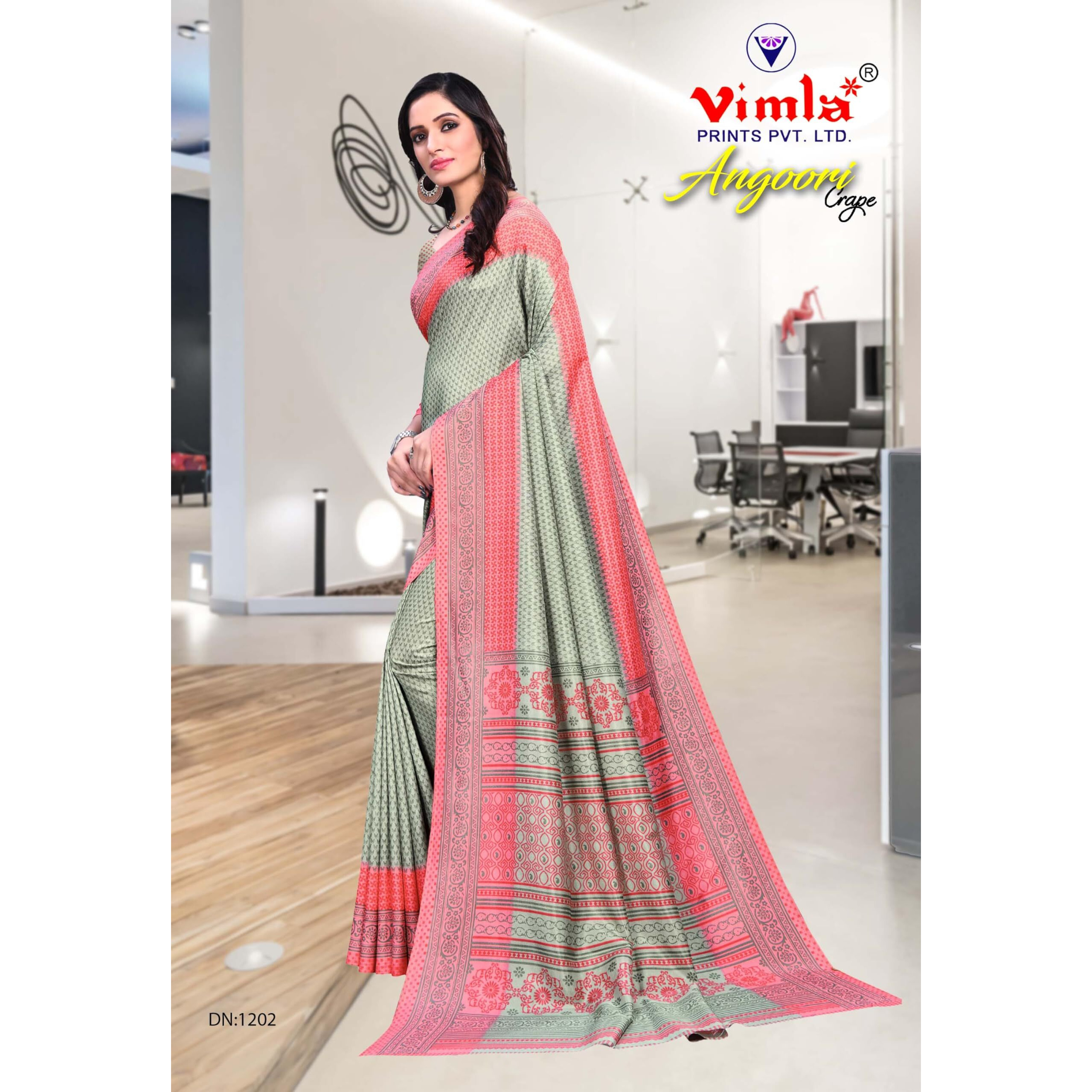 Vimla Womens Synthetic Silk Saree (Angoori-Single_Grey)