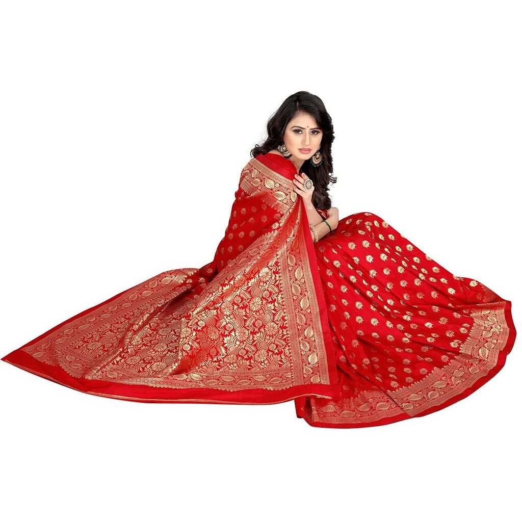 Shasmi Sarees Womens Art Silk Red Kanchipuram Saree (SAN PARI S-1 RED)