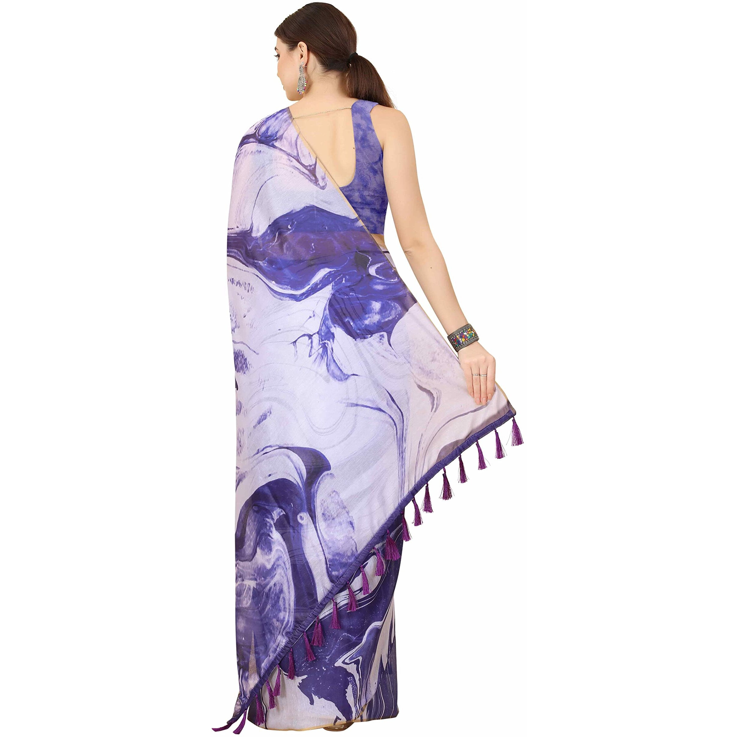 Enthone Womens Chanderi Tie And Dye Digital Printed Saree (Sz-Sia-Pp-1399, Purple)