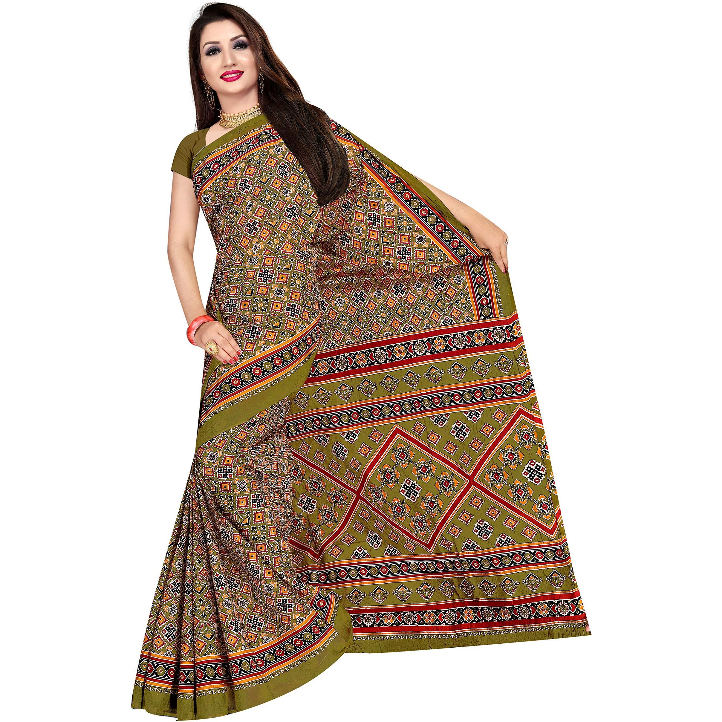 TAMAIRA FASHION Womens Plain Cotton Saree (2225_Green)