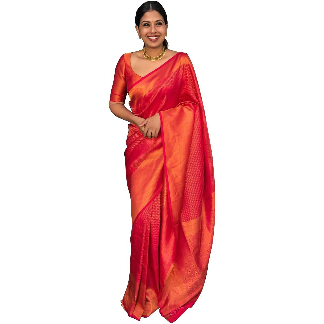 KALAVEETHI Womens Banarasi Soft Lichi Silk Saree with Blouse Piece Perfect For Every OccasionS (RED)