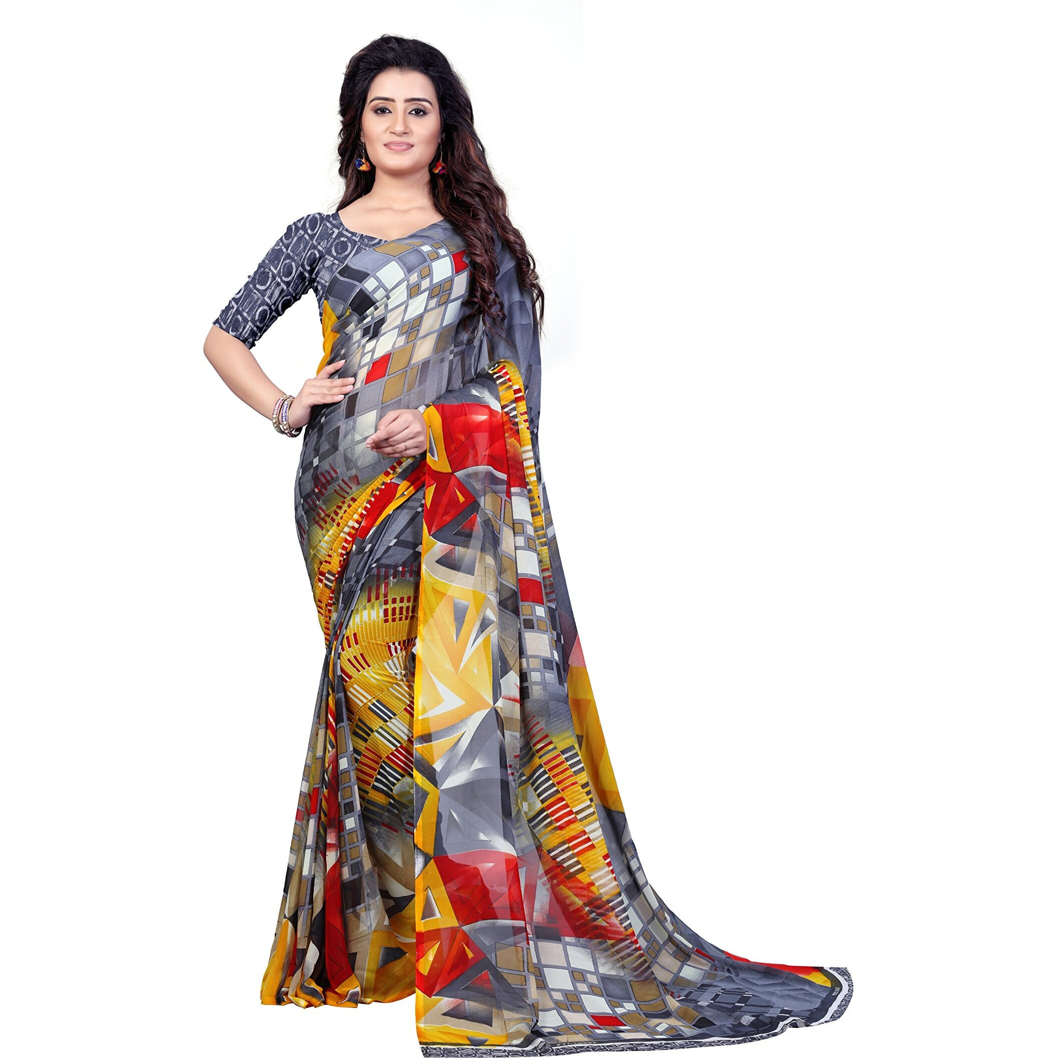 Anand Sarees Womens Bhagalpuri Georgette Blend Saree (Combo_1344_1499_Multicoloured)