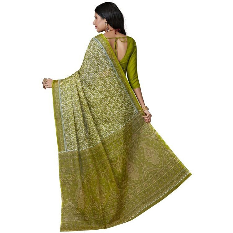 SHANVIKA Womens Pure Cotton Floral Print Saree Without Blouse Piece (Snv-222-54-grn)