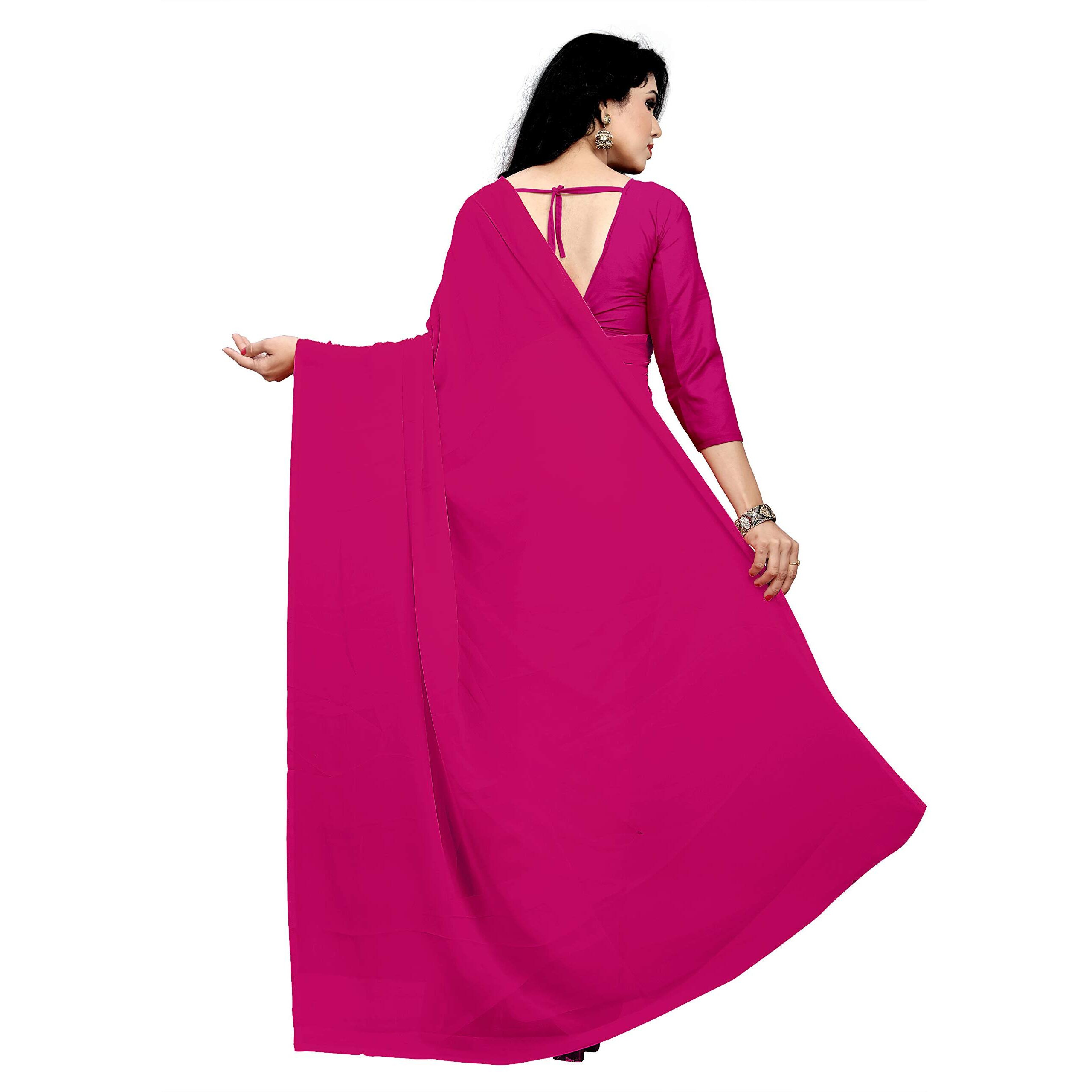 Sidhidata Textile Womens Plain Solid Pure Georgette saree With Unstitched Blouse Piece (plain wine 729__wine_Free Size)