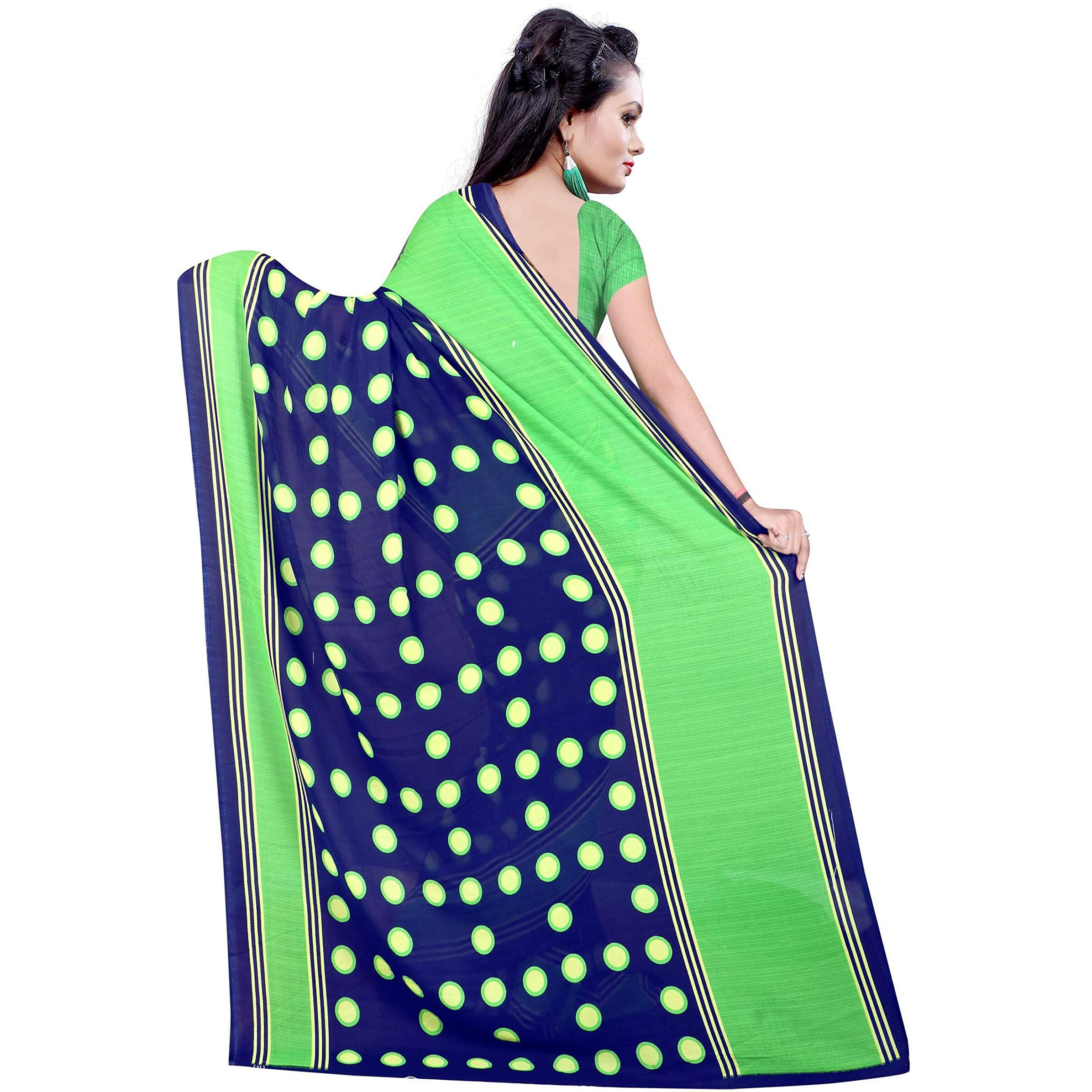 Sidhidata Textile Womens Printed Georgette Saree With Unstitched Blouse Piece(Multicolour)