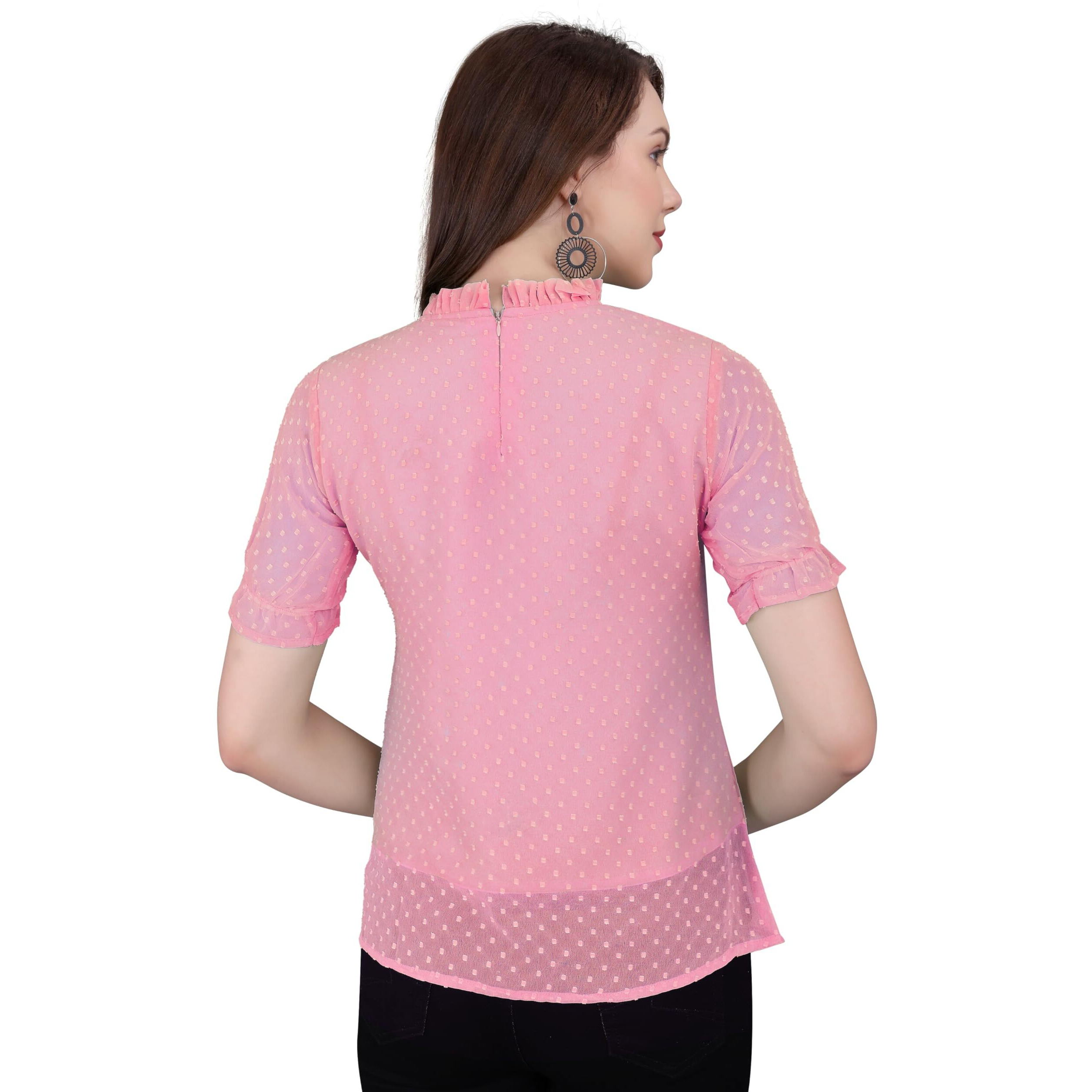 Sidhidata Tissue Fabric Premium Casual Top for Womens & Girls (Top Butty Pink_L_Pink_Large)