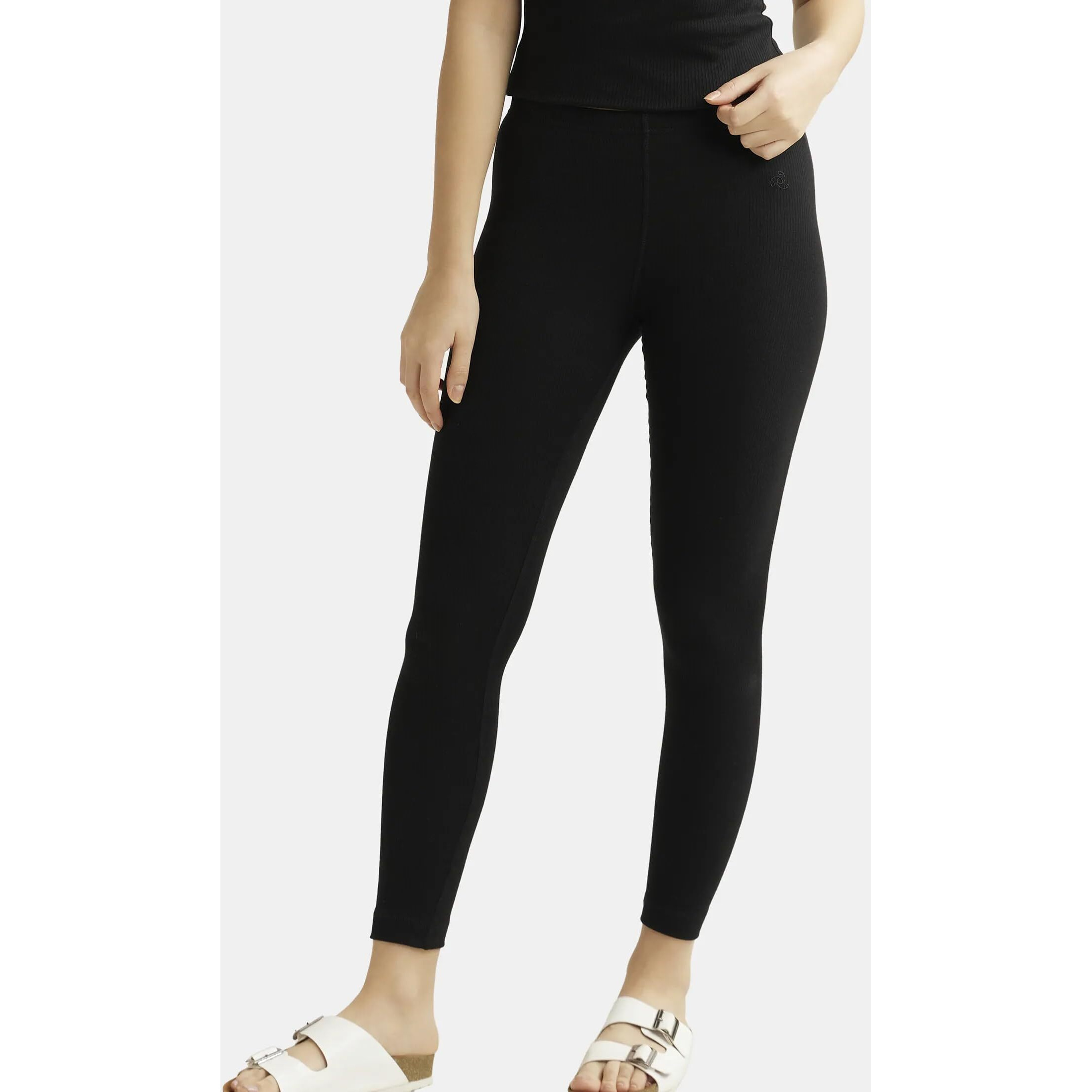 Jockey Womens Tailored Fit Cotton Leggings with Concealed Elastic Waistband (2520_Black_X-Large_Black_XL)