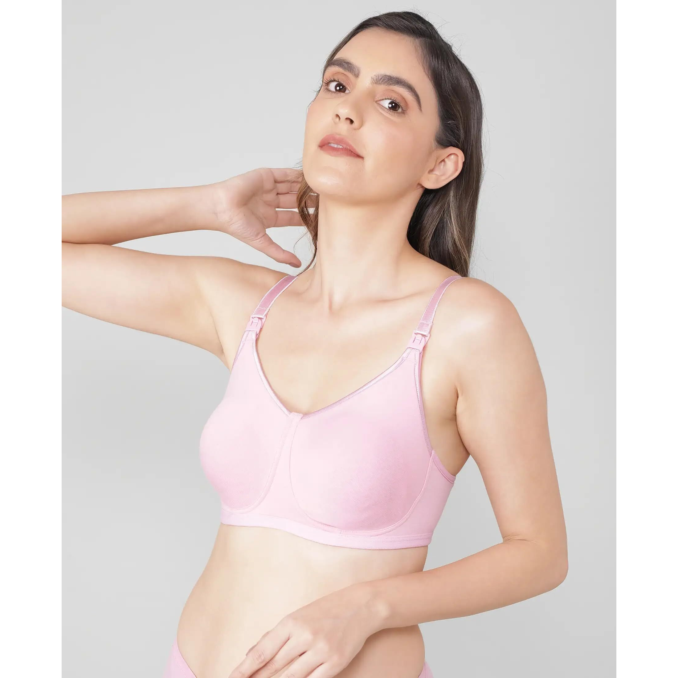 Jockey Womens Wirefree Non Padded Super Combed Cotton Elastane Stretch Full Coverage Nursing Bra with Front Opening and Adjustable Straps_Style_ES08_Candy Pink_34DD