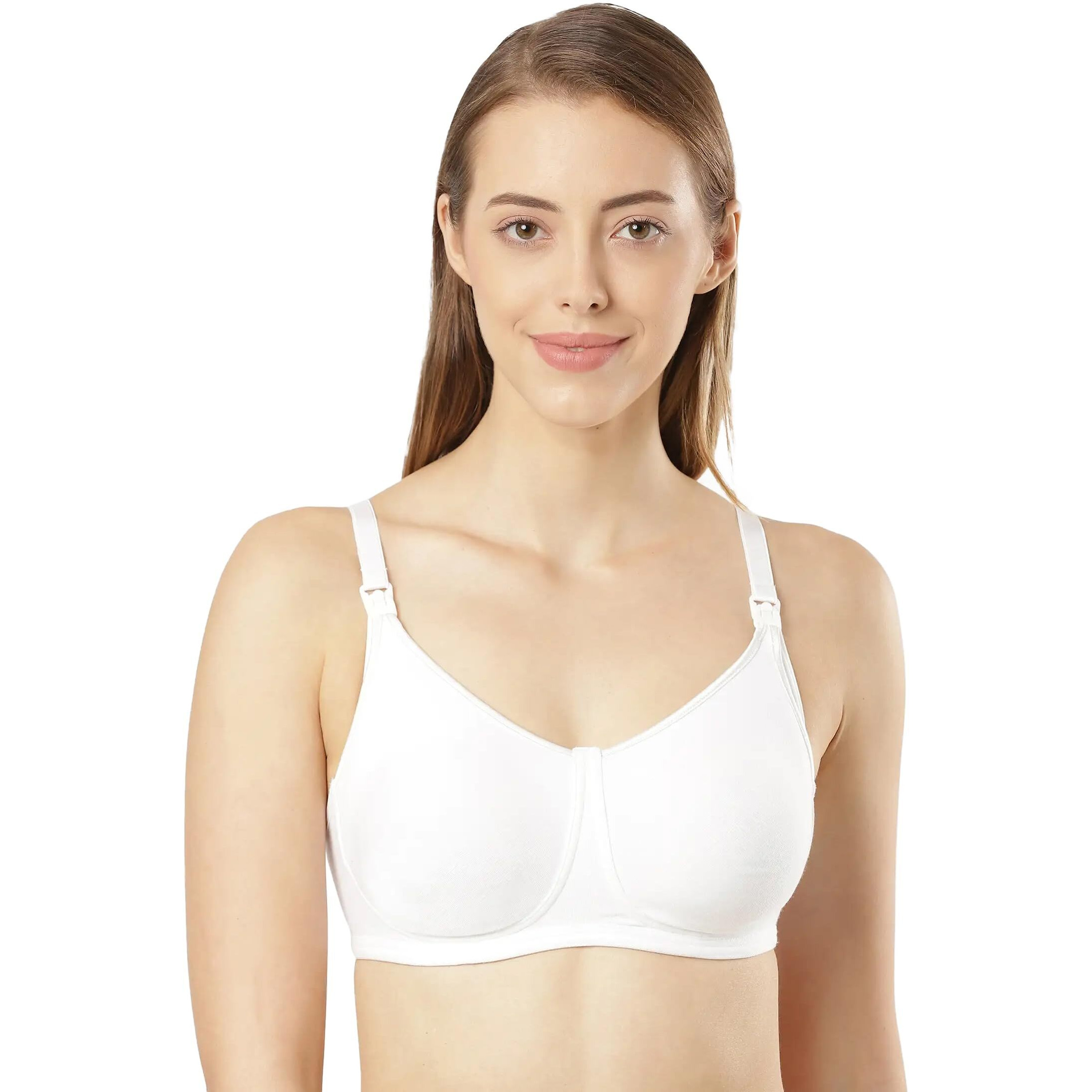 Jockey Womens Wirefree Non Padded Super Combed Cotton Elastane Stretch Full Coverage Nursing Bra with Front Opening and Adjustable Straps_Style_ES08_White_34D