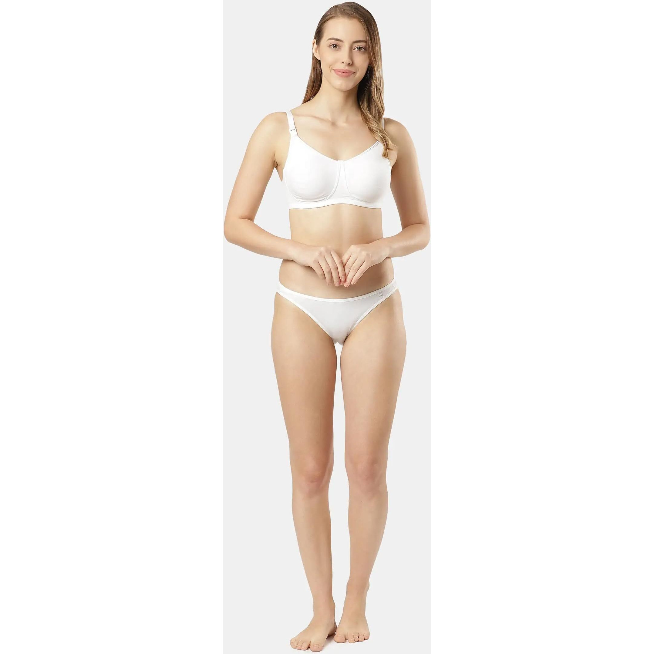 Jockey Womens Wirefree Non Padded Super Combed Cotton Elastane Stretch Full Coverage Nursing Bra with Front Opening and Adjustable Straps_Style_ES08_White_34D