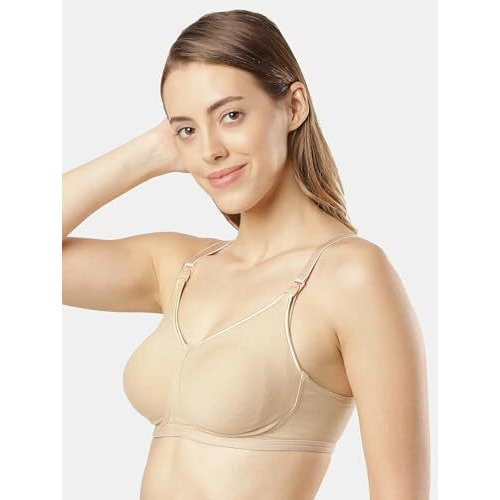 Jockey ES08 Womens Wirefree Non Padded Super Combed Cotton Elastane Stretch Full Coverage Nursing Bra with Front Opening and Adjustable Straps_Light Skin_36DD