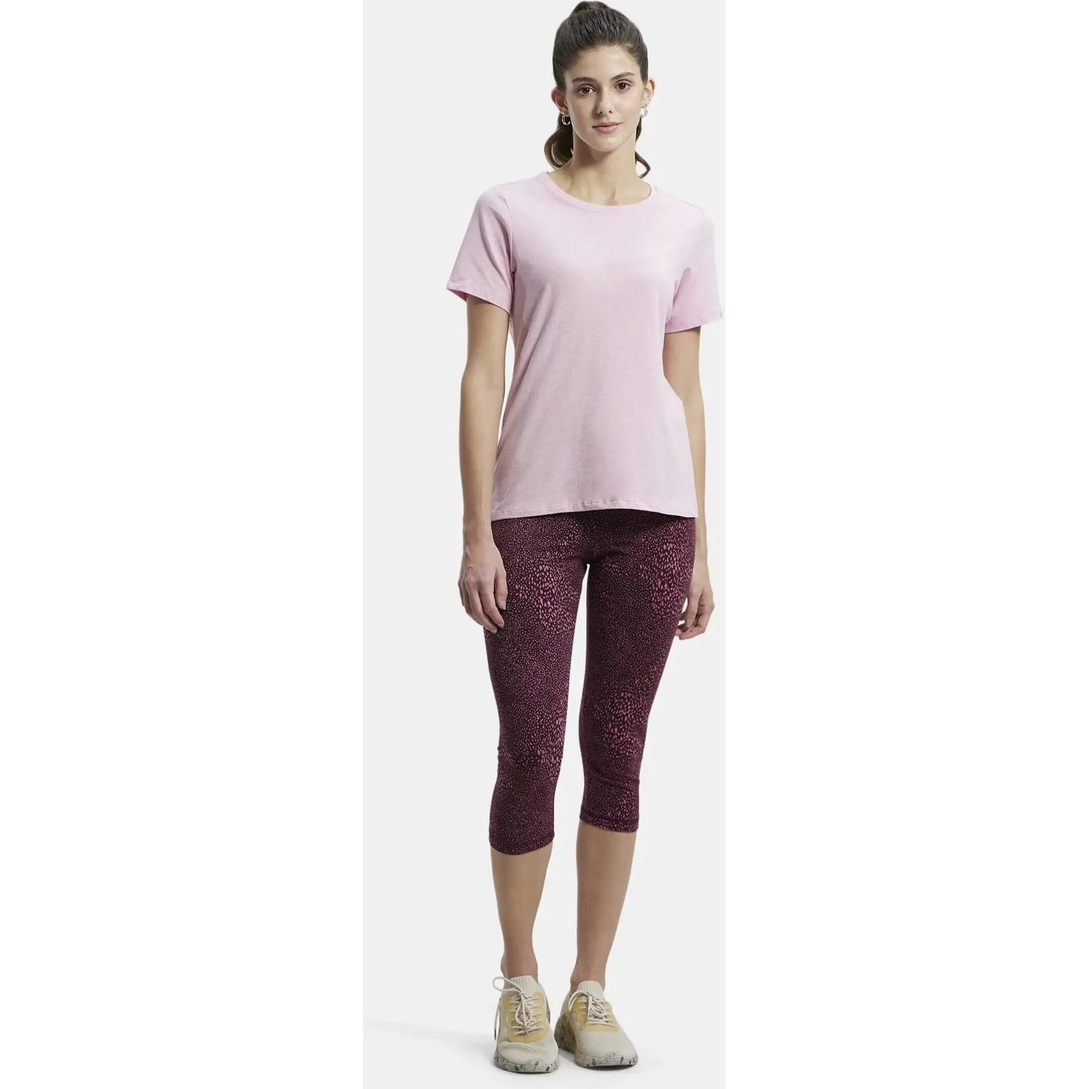 Jockey 1391 Womens Super Combed Cotton Elastane Stretch Slim Fit Capri with Ultrasoft Waistband_Wine Tasting Print_XXL