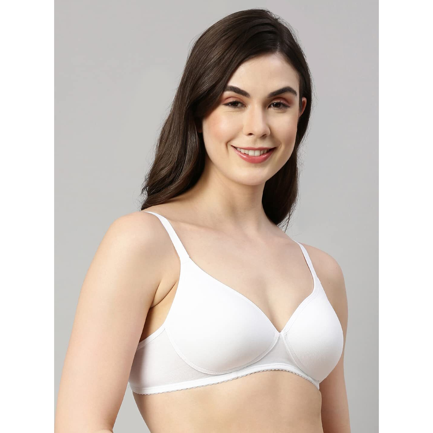 Enamor A039 Perfect Coverage Supima Cotton T-Shirt Bra- Padded Wirefree & Medium Coverage WHITE