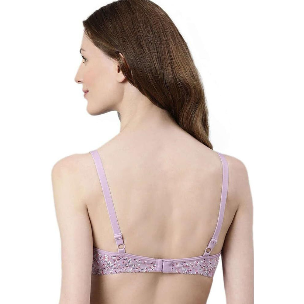 Enamor Womens Cotton Wire Free Casual T-Shirt Padded Non Wired Bra (A039_Lilac Aster_34B)