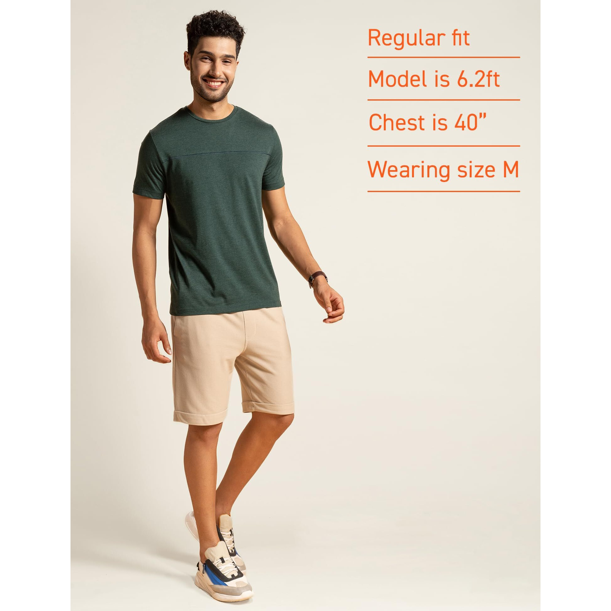 DAMENSCH Breeeze Regular Fit Ultralight Melange T-Shirts Shorts for Men | Premium combed cotton vortex blend superior gold finish- Bottle Green-L