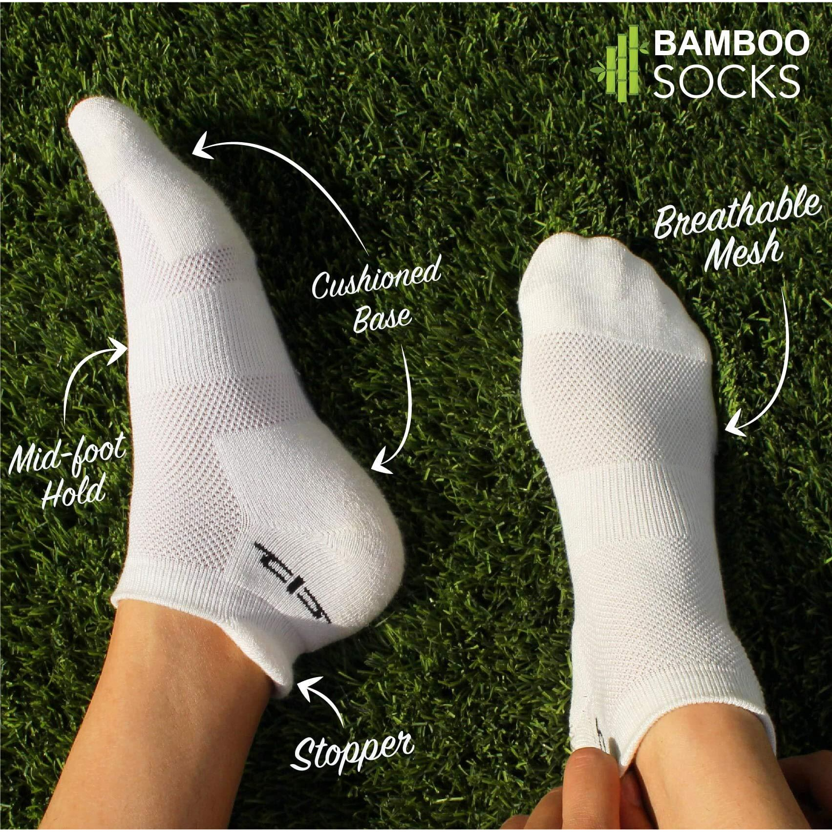 HEELIUM Bamboo Socks For Women Ankle Length Anti-Odour & Breathable Padded Base & Anti-Bacterial Softer Than Cotton Made In India White