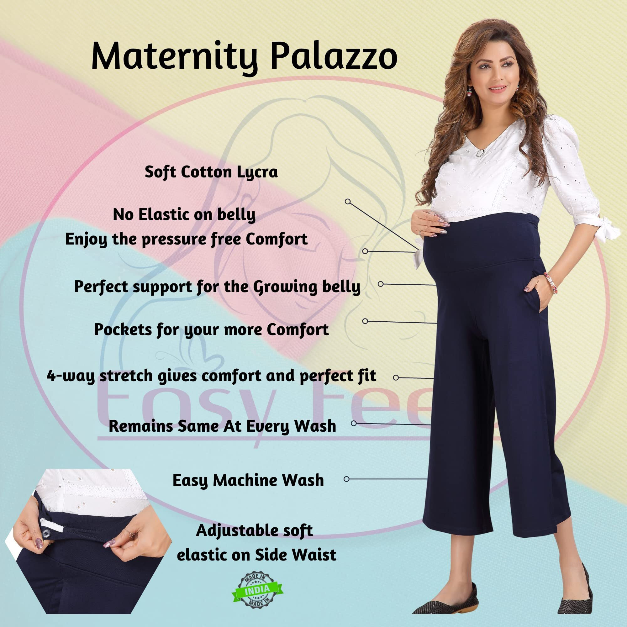 Easy Feed Womens Relaxed Fit Cotton Maternity Palazzo (PL-PEACH-M_Peach_M)