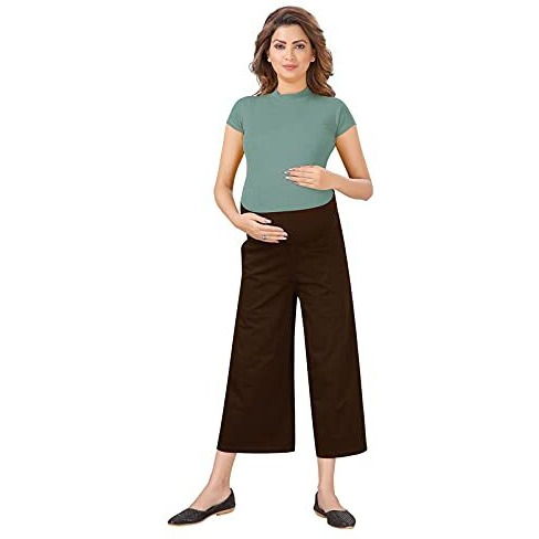 Easy Feed Womens Relaxed Fit Cotton Maternity Palazzo (PL-BROWN-2XL_Brown_2Xl)