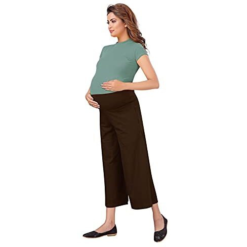 Easy Feed Womens Relaxed Fit Cotton Maternity Palazzo (PL-BROWN-2XL_Brown_2Xl)