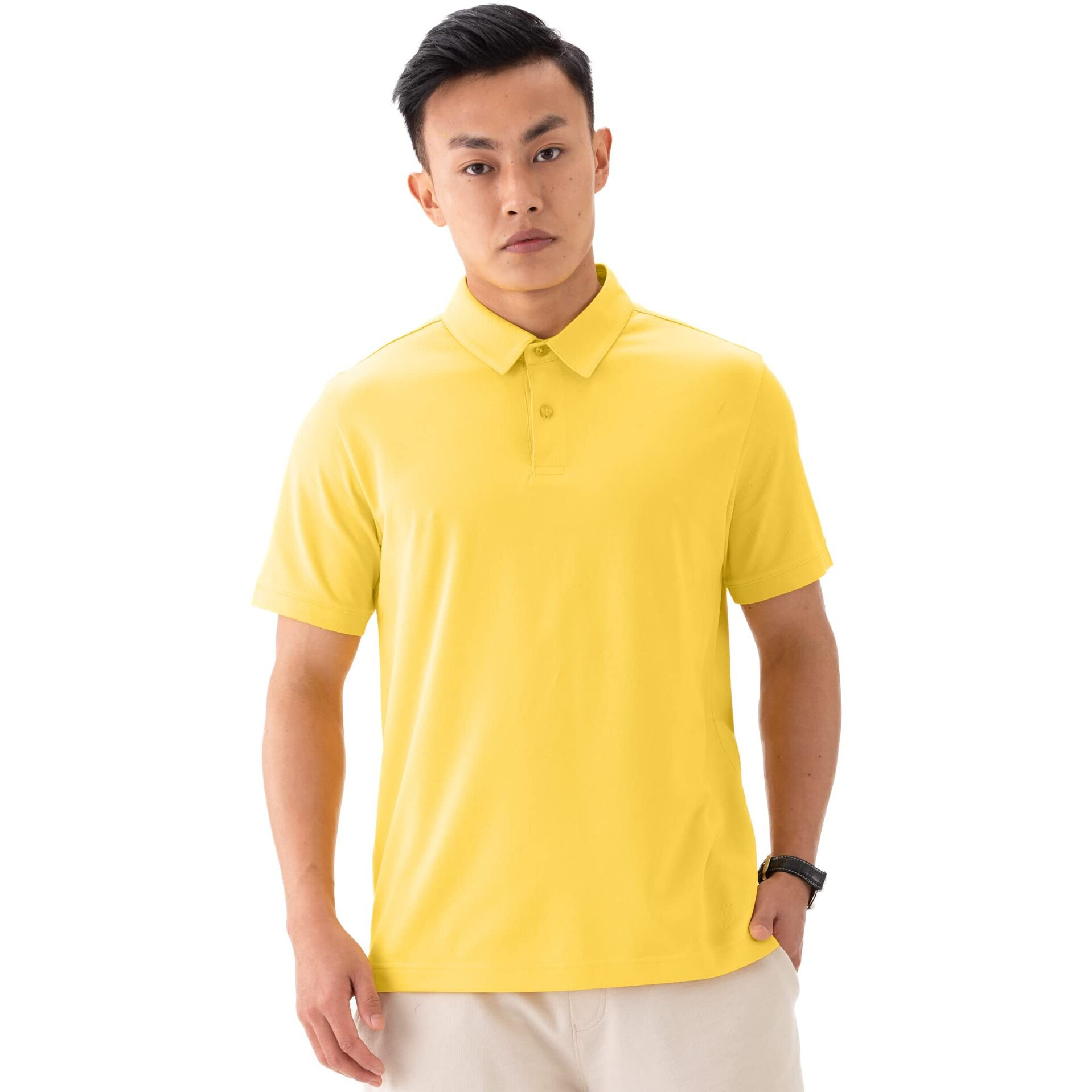 DAMENSCH Mens Regular Fit Half Sleeve Cotton 2 Button Polo T-shirt