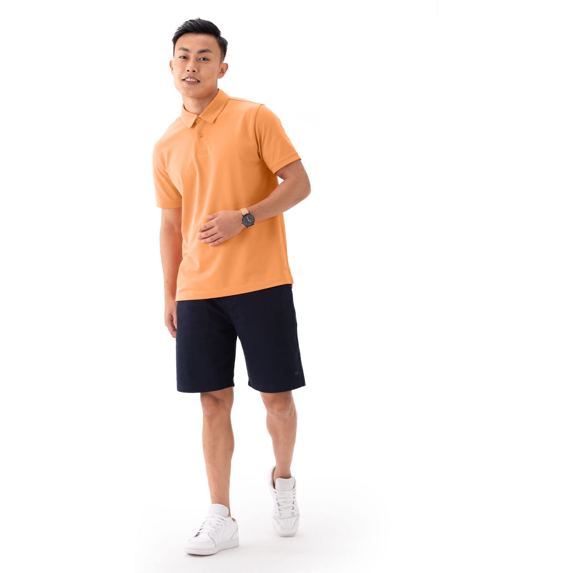 DAMENSCH Mens Regular Fit Cotton Half Sleeve 2 Button Polo T-shirt |t shirt for men polo mens polo t shirt polo t shirts mens polo t shirts with collar t shirts for men stylish-Easy Orange-M