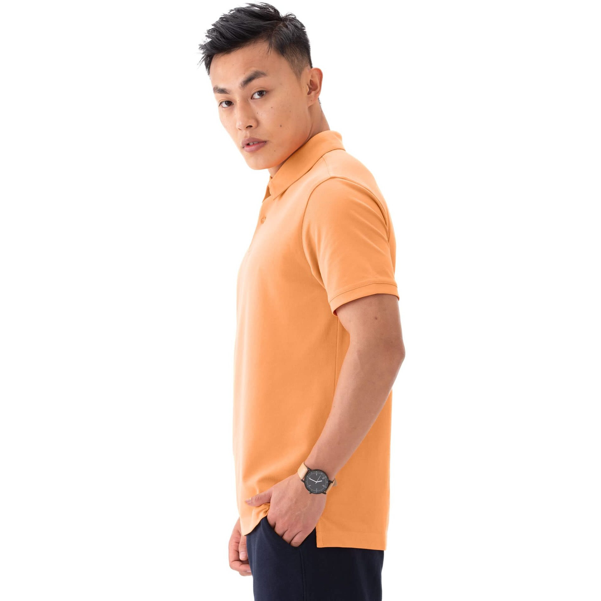 DAMENSCH Mens Regular Fit Polo T-Shirt (Dam-TEES-BPOLO-YEO-S_Orange_S)