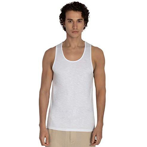 DAMENSCH Mens NEO-SKIN Anti-Microbial Slub Vest- Anti-odor-Bamboo Rayon Fabric- Round Neck- Pack of 2- Crisp Grey Bright White- X-Large