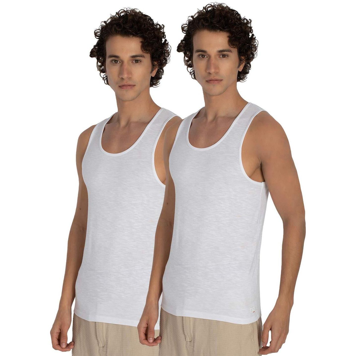 DAMENSCH Mens NEO-SKIN Anti-Microbial Slub Vest- Anti-odor-Bamboo Rayon Fabric- Round Neck- Pack of 2- Bright White- XX-Large