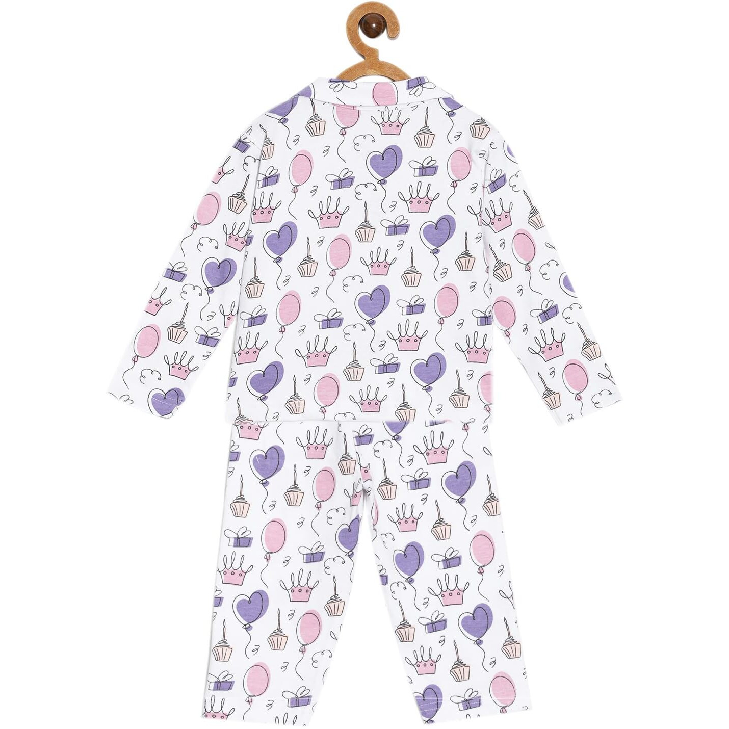 The Mom Store Baby Pajama Set | 100% Cotton | Nightwear | Sleepwear for Newborn and for Infant | Soft | Comfortable | Princess Party | for Boys and Girls| 2-3 Years | White |