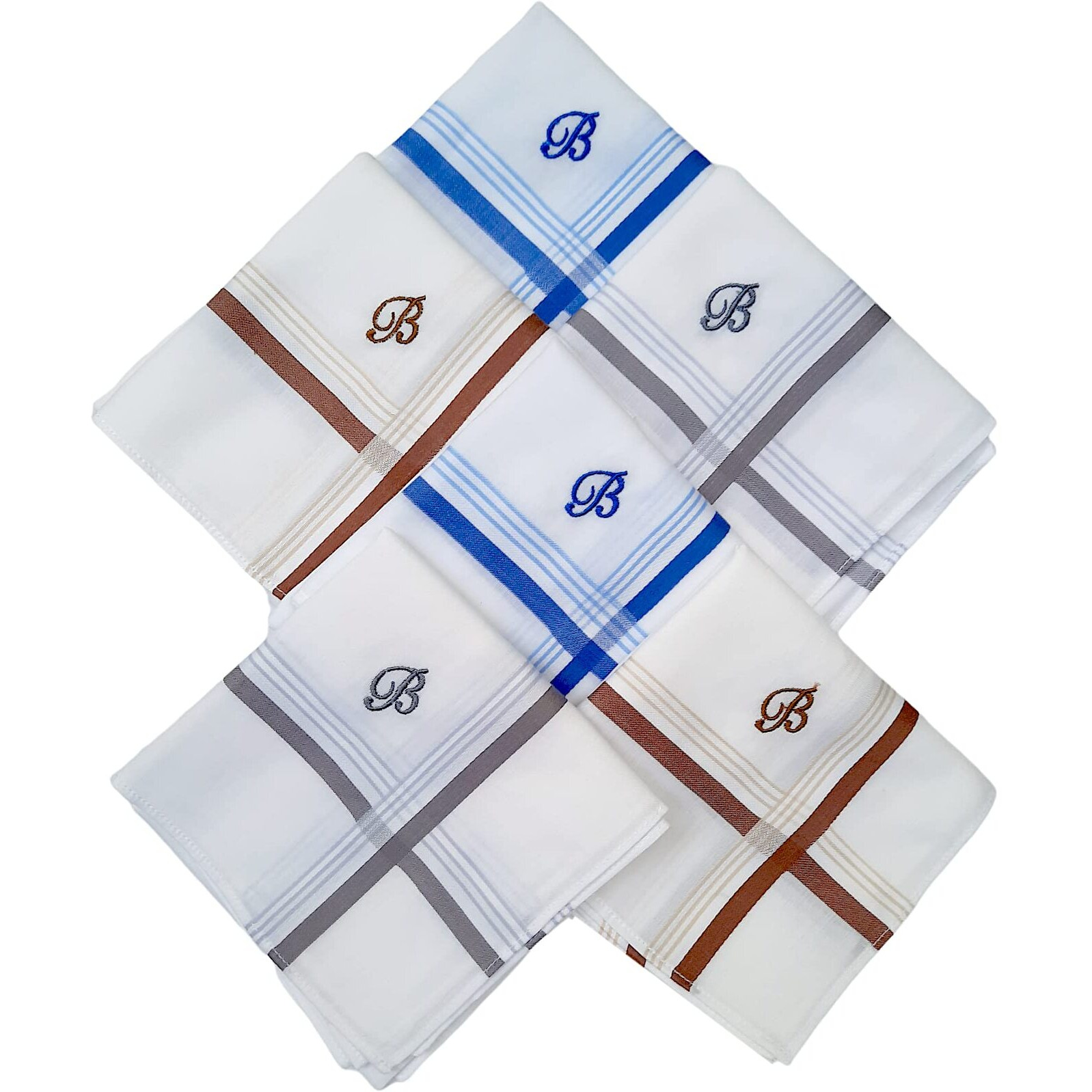 ANTONIA B Initial Handkerchief for Men Monogrammed Boxed 12 Piece Set Cotton