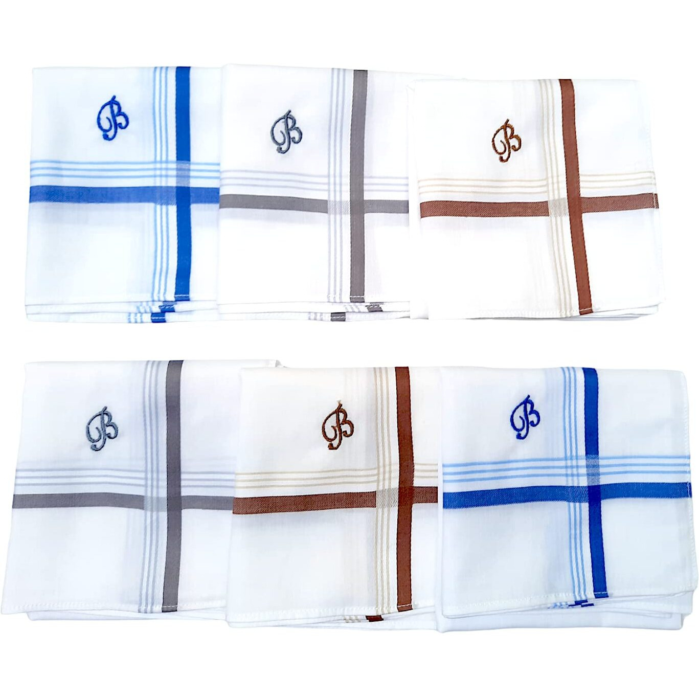 ANTONIA B Initial Handkerchief for Men Monogrammed Boxed 12 Piece Set Cotton