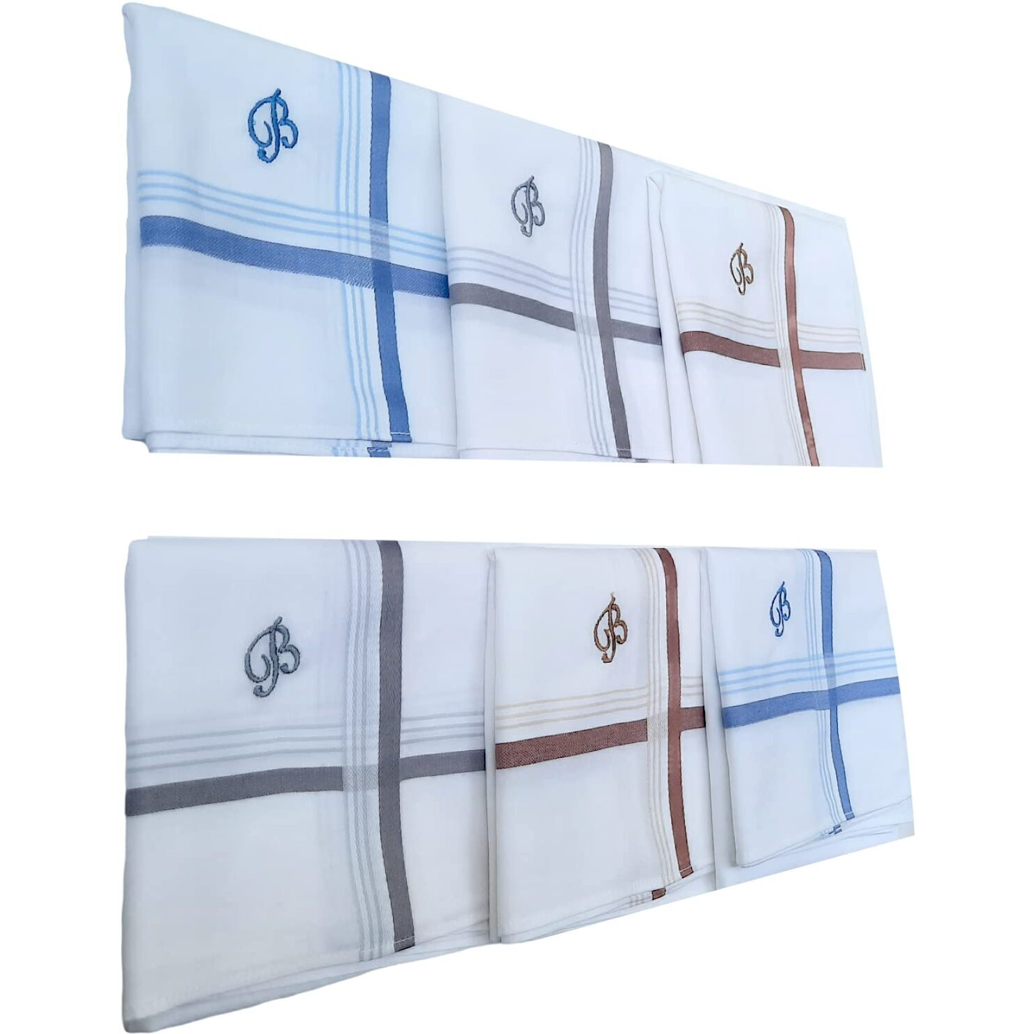 ANTONIA B Initial Handkerchief for Men Monogrammed Boxed 12 Piece Set Cotton