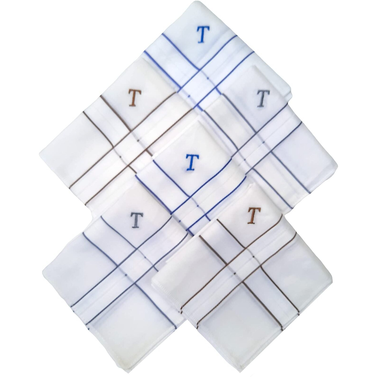 ANTONIA T Initial Handkerchief for Men Monogrammed Boxed 12 Piece Set Cotton