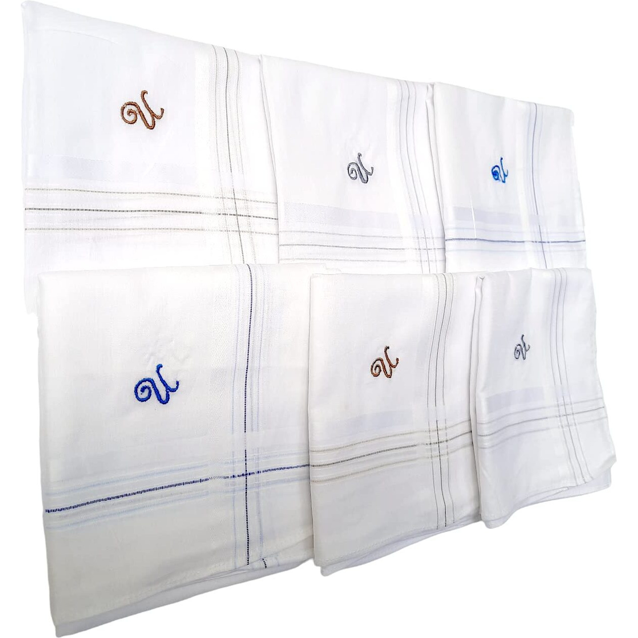 ANTONIA U Initial Handkerchief for Men Monogrammed Boxed 12 Piece Set Cotton