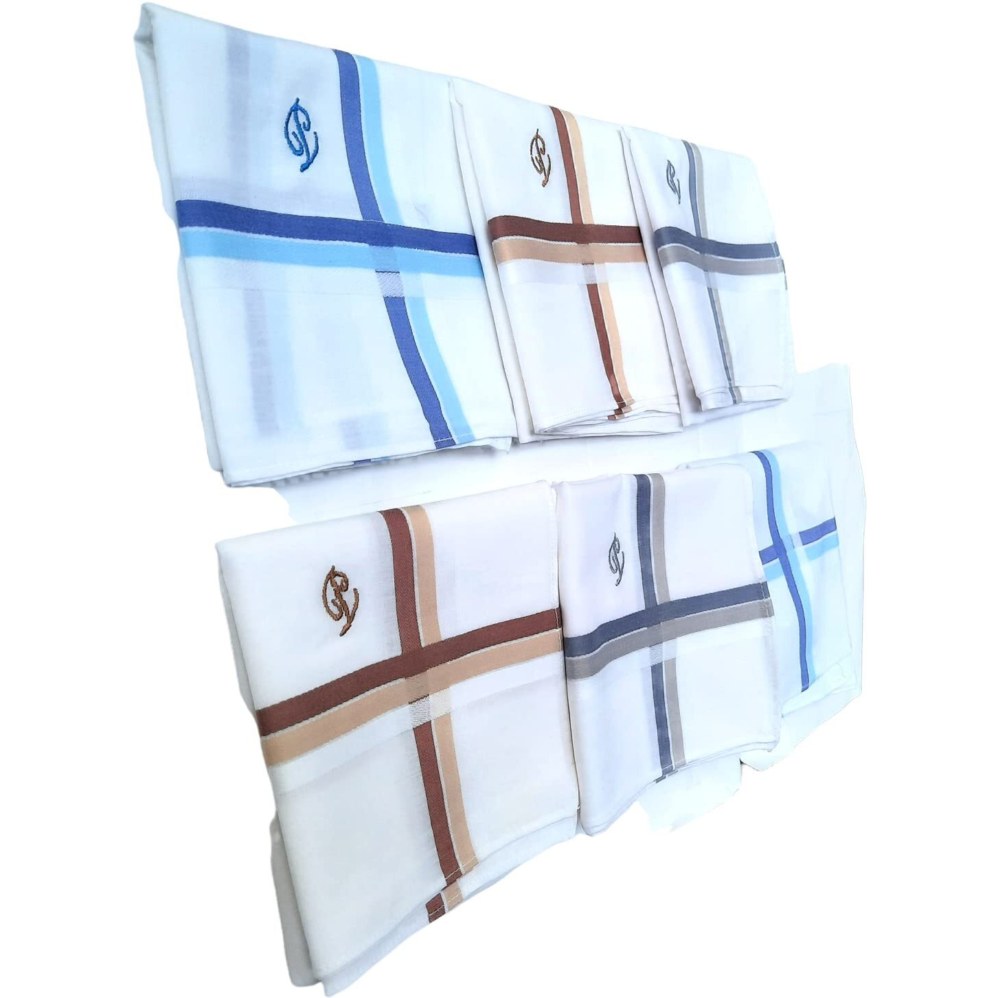 ANTONIA P Initial Handkerchief for Men Monogrammed Boxed 12 Piece Set Cotton