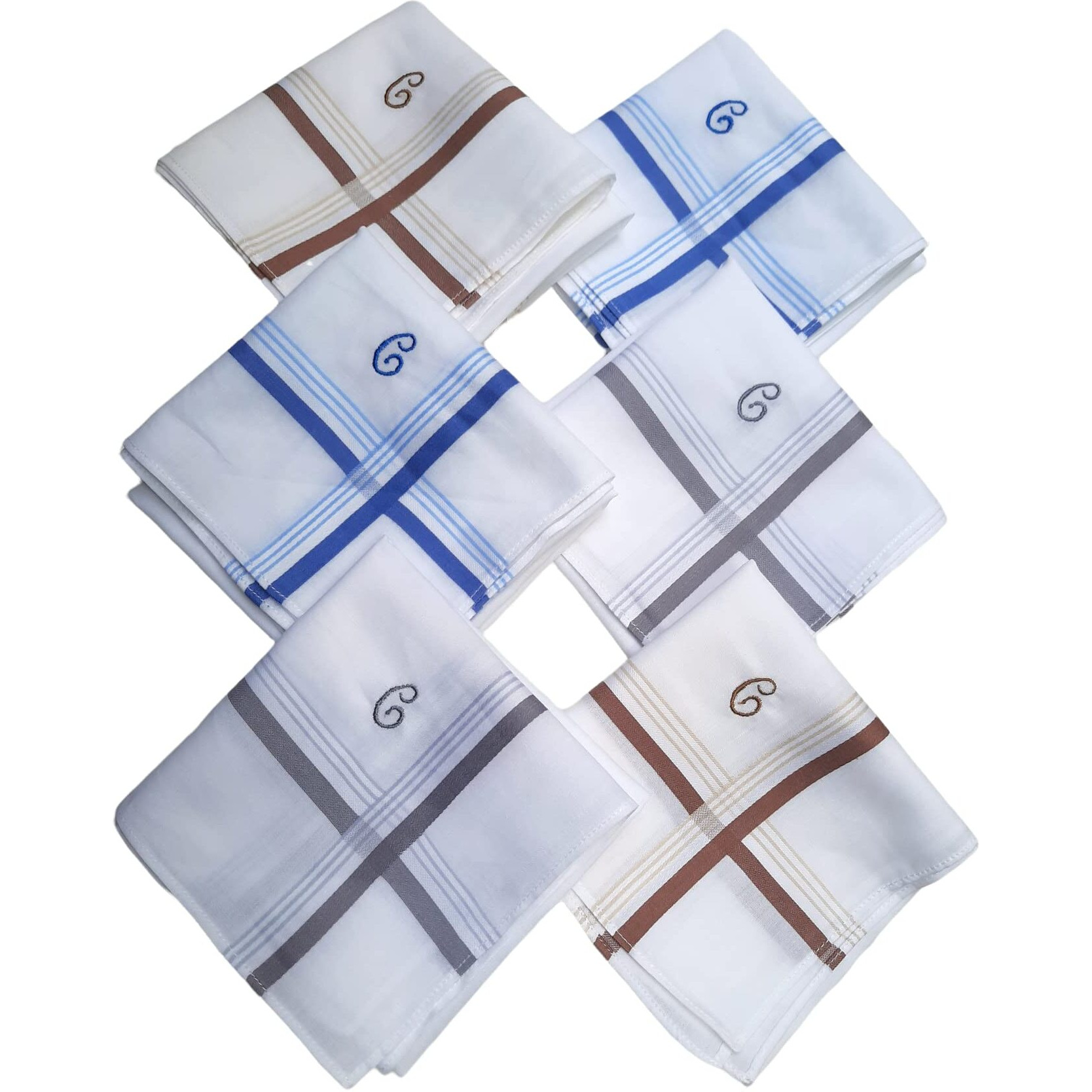 ANTONIA C Initial Handkerchief for Men Monogrammed Boxed 12 Piece Set Cotton