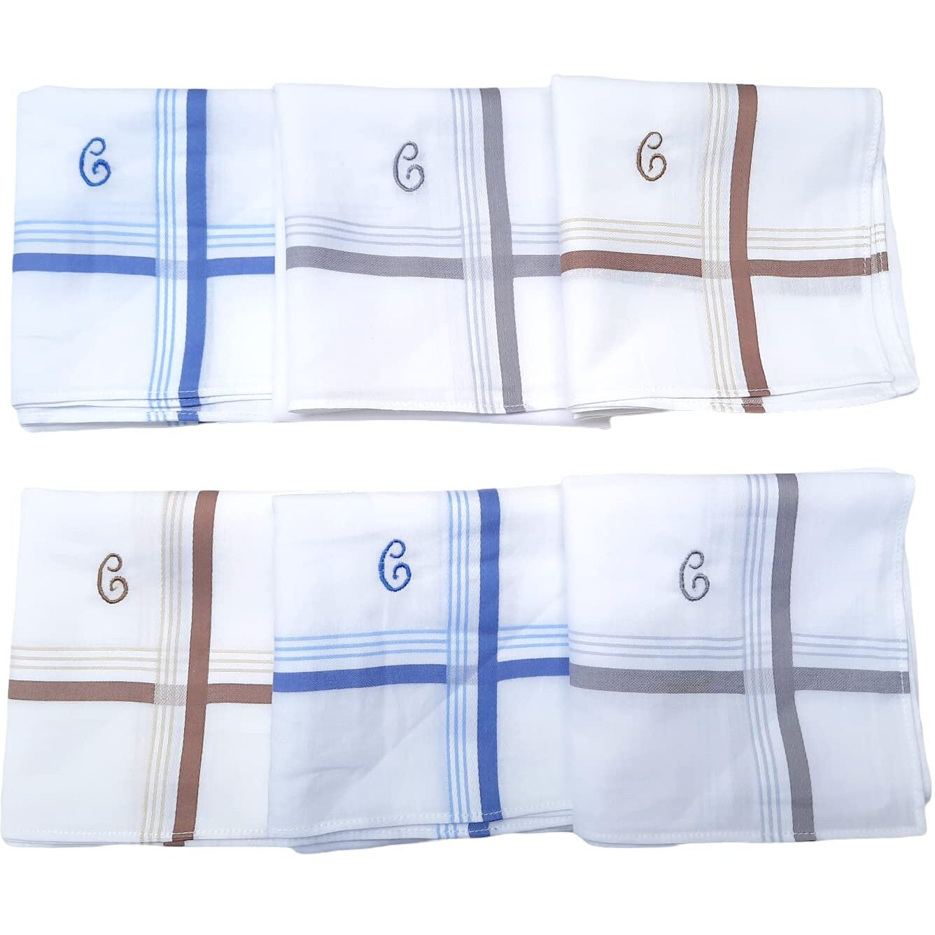 ANTONIA C Initial Handkerchief for Men Monogrammed Boxed 12 Piece Set Cotton