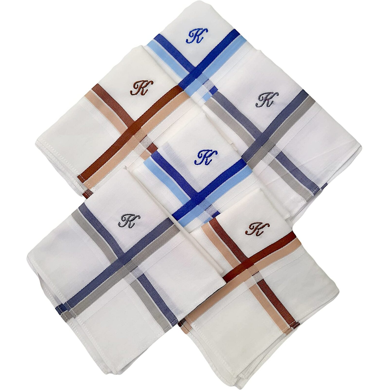 ANTONIA K Initial Handkerchief for Men Monogrammed Boxed 12 Piece Set Cotton