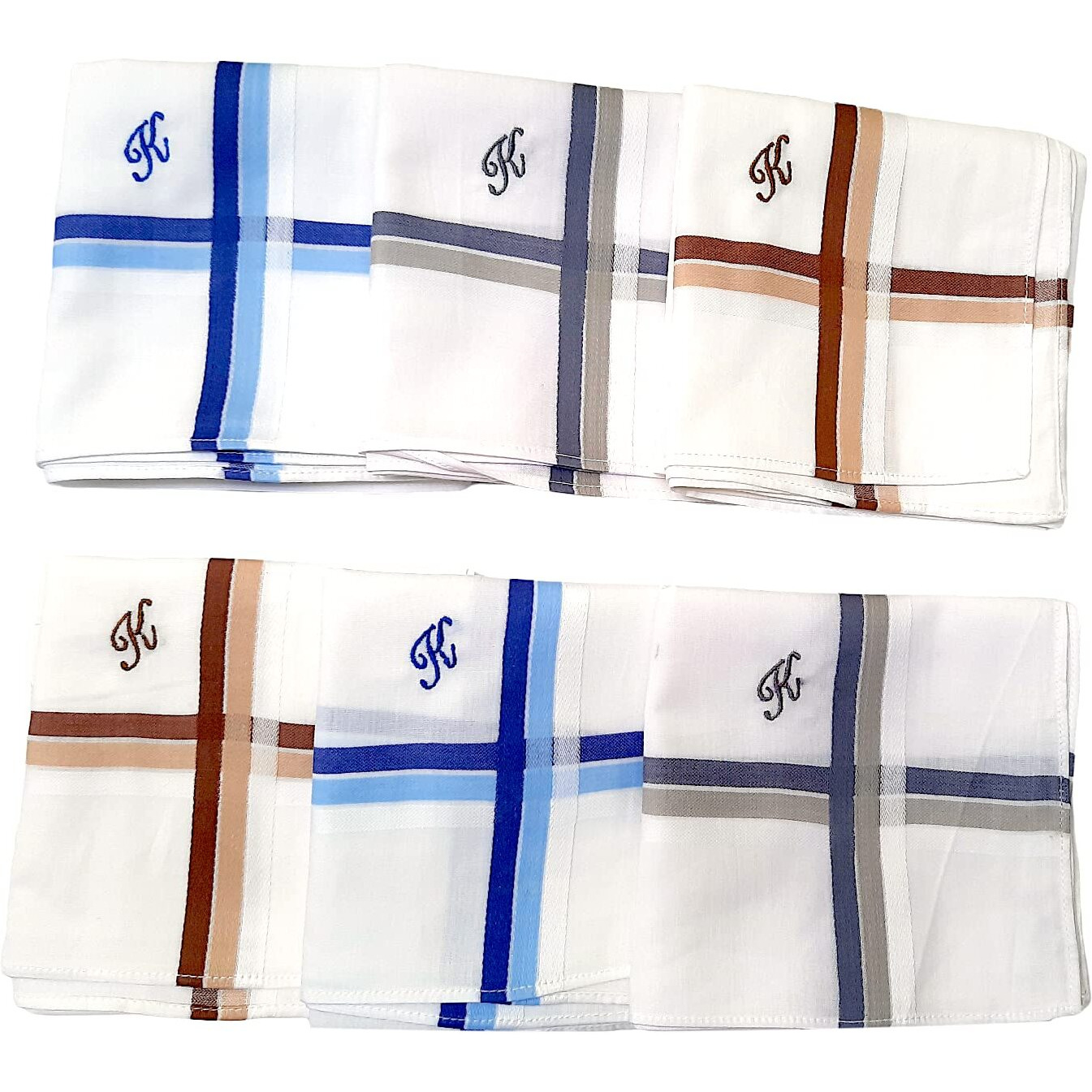 ANTONIA K Initial Handkerchief for Men Monogrammed Boxed 12 Piece Set Cotton