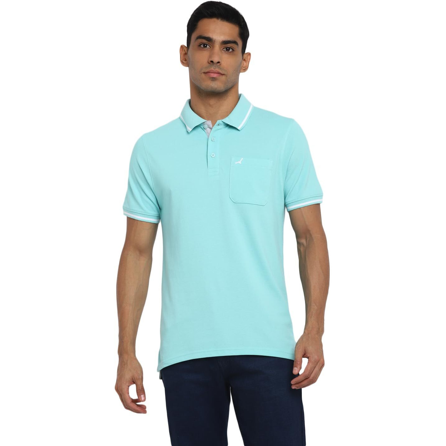 AMERICAN CREW Polo Collar T-Shirt for Men with Pocket (AC361-3XL_Aqua)