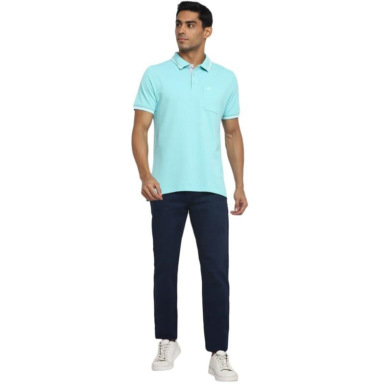 AMERICAN CREW Polo Collar T-Shirt for Men with Pocket (AC361-3XL_Aqua)