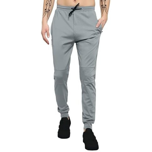 LookMark Mens Solid Lycra Blend Lounge Wear Trendy Track Pant with Pockets Ideal for Night Day or Casual Wear (AZ-LM-OG-Trackpant 06 Grey-S)