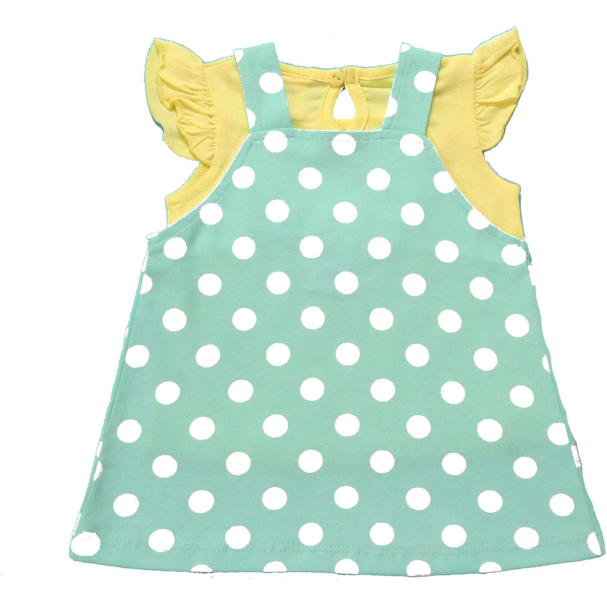 Clothe Funn Baby-Girls Cotton Pinafore Midi Dress (NBFRK4131218_Mint Yellow